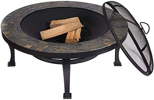 ZAANU Braciere con Finitura in Pietra Ecologica, braciere dal Design a Telaio Rotondo Resistente e antiruggine Stufa per Barbecue da Giardino e Patio