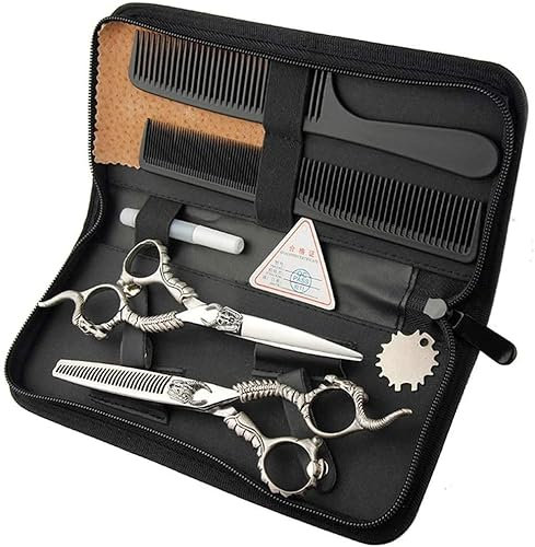Friseurschere, Friseurschere, Friseurschere, professionelles, scharfes Edelstahl-Vintage-Griffkombinationsset mit Gravur für Friseursalon, Salon und Heimgebrauch, 15,2 cm