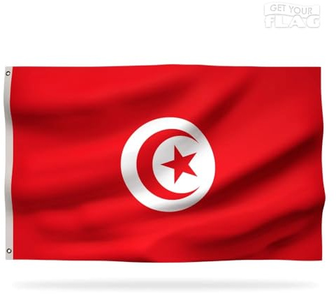 Drapeau de la Tunisie Premium 150x90cm - Drapeau Tunisien Résistant et de Haute Qualité avec 2 œillets métalliques - Soyez fier de vos couleurs !