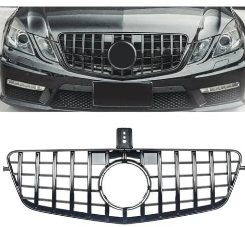 Toiumops Kühlergrill für Benz E-Klasse W212 E250 E300 E350 2009–2013, 1 Stück glänzend schwarzer GTR-Stil-Frontgrill