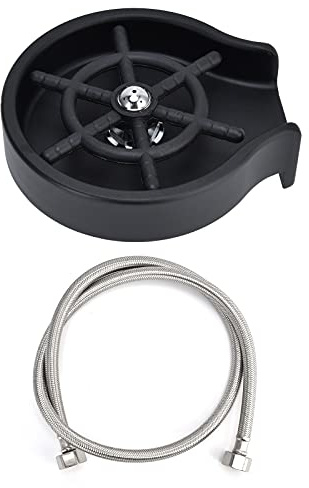 Otufan Lavavasos, Enjuagadora De Vidrio De Acero Inoxidable para Fregadero De Cocina Limpiador De Vidrio para Fregadero Automático De Alta Presión Lavadora De Botellas con Manguera (Noir)
