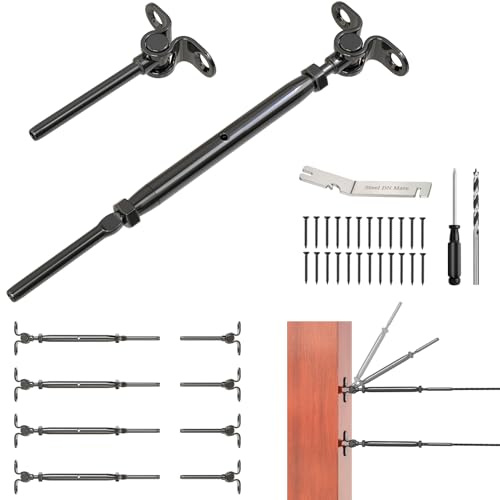 Steel DN Mate 10 Pairs Black Cable Railing Kit 1/8 Swage Toggle Turnbuckle Hardware, T316 Marine Grade 180° Adjustable Angle Deck Railing Kit