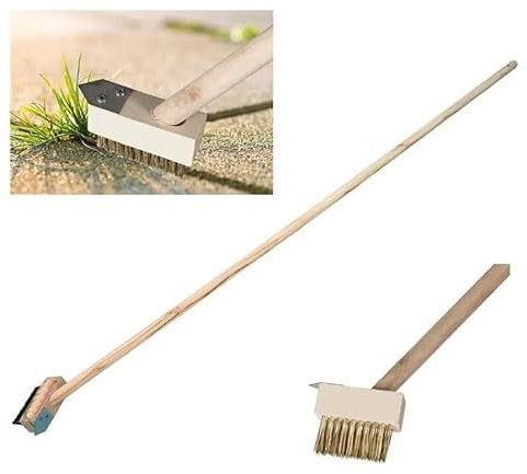 1.4M Patio Weed Wire Brush Block Paving With Long Handle Scraper for Weed & Moss Removal Driveway Garden Weed Removing Tool