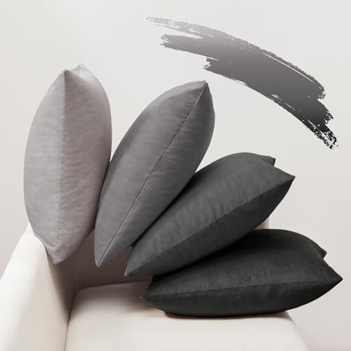 Softalker Kissenbezug 40x40 Grau Samt 4er Set Kissenhüllen Kissenbezüge Sofakissen Couchkissen Dekokissen Winter Herbst Deko Sofa Wohnzimmer Schlafzimmer Party Garten Esszimmer Hotel Cafe Outdoor