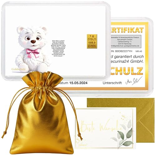 Goldschulz Goldbarren 1g 1 Gramm Motivbox - Geburt Girl - Geschenk + Echtheitszertifikat