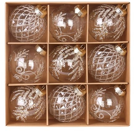 Walopola Weihnachtskugeln,Weihnachtsbaumkugeln | Weihnachtskugeldekorationen Klare Ornamente 9X | Weihnachtsbaum-Anhänger, 8 cm, bruchsicher, Weihnachtsbaumschmuck, Heimdekoration