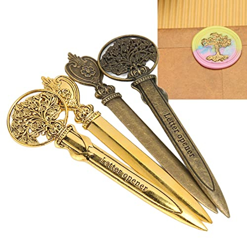 Couteau Ouvre-courrier Rétro en Alliage de Zinc coupe papier vintage Ouvre-lettres 4 Pièces, Ouvre-enveloppe Léger avec Poignée Ergonomique pour L'école de Briefopeners
