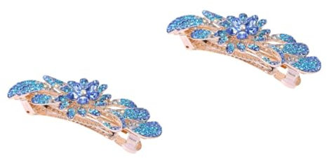 COLLBATH 2stücke Rhinestone Haarklammer Mit Federmechanismus Eleganter Haarclip Für Blau Für Hochzeiten Und Besondere Anlässe Hält Frisuren Und Sorgt Für Einen Funkelnden Look