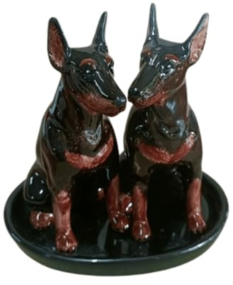 Keramik Salz und Pfefferstreuer Set mit Hundemotiv (Dobermann)
