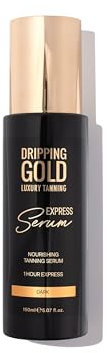 Dripping Gold Express Tanning Serum Dark – Fast-Acting Self Tanner for a Golden Glow – Hydrating & Streak-Free – Vegan & Skin-Friendly – Develops in 1 Hour – Long-Lasting & Buildable Tan