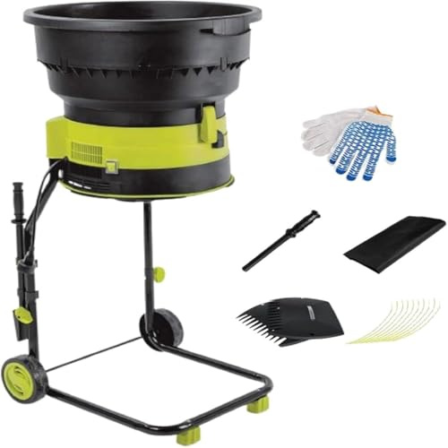 broyeur de compost à feuilles 2500 W avec roues et sac de rangement, Broyeur de feuilles de jardin,broyeur électrique 8000 tr/min, pour le nettoyage de la cour, le compostage,50MPowerCord