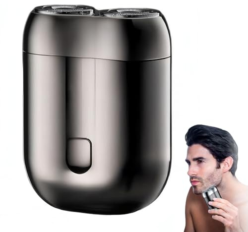 Elektrischer Mini Barttrimmer für Männer, Mini Rasierer Herren Elektrisch - Doppelklingen, Magnetisch Wiederaufladbar, Wasserdicht, Rutschfester Griff, Reisefreundlicher Rasierer, Silber