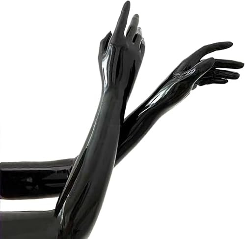 Generisch Ein paar malaysische Material Kigurumi Naturlatex 0,4 mm Dicke Einmal Formgebung Zentai Männer und Frauen Kleidung Zubehör Cosplay hohe Elastizität 60cm Länge sexy Latex lange Handschuhe