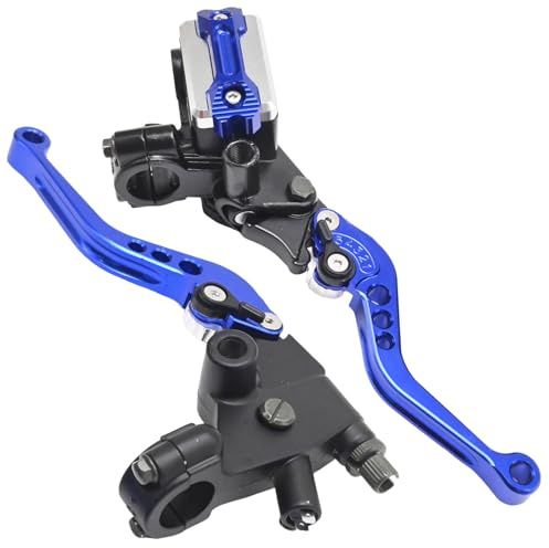 Ollanoos Universal Motorcycle Brake Clutch Lever, 22mm Blue Handlebar Brake Master Cylinder Reservoir Brake Levers Set, for Motorcycles Scooters Electric Bicycles