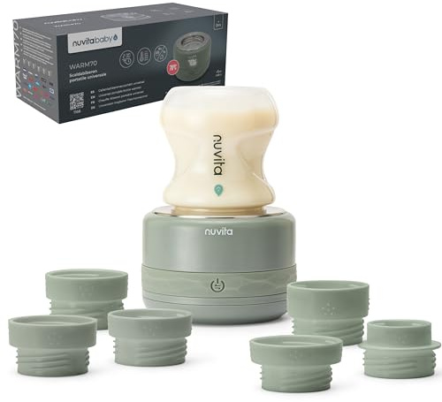 Nuvita 1166 Warm70 Scaldabiberon Portatile Senza Fili 70°C – Ricaricabile USB, Compatibile Universale, 5 Livelli di Temperatura Fino a 70°C, Riscaldamento Rapido 2,5 Min, Mantiene Caldo 6 Ore