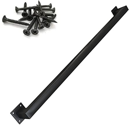 Stair il - Balustrade de sécurité murale avec supports en fer forgé et vis métalliques, tube carré noir de 90 cm, support robuste pour la sécurité des escaliers