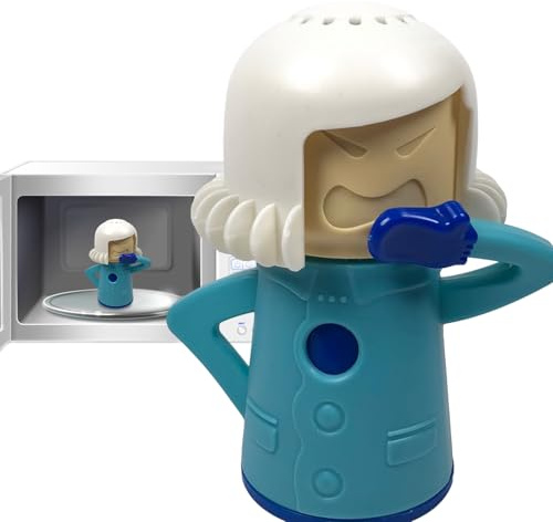 Limpiador de microondas mamá enojada - Limpiador a vapor - Herramienta de equipos de limpieza de refrigeradores de dibujos animados, usando vinagre y agua