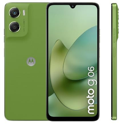 Motorola Moto g06 Smartphone (Kratzfestes 6,88-HD+-Display Dank Corning Gorilla Glass 3, wasserabweisend, 50-MP-Kamera, 4/256 GB, 5100 mAh, TurboPower-Aufladen) Pantone Tendril, inkl. Schutzcover