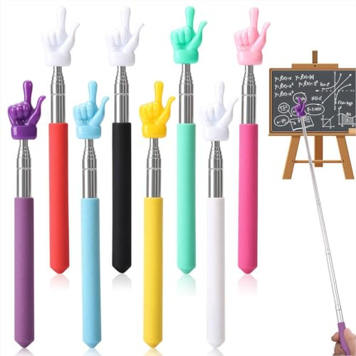 Puntero Telescópico para Profesores Mini Varilla Indicadora de Dedo Colorido Punteros Telescópicos para Maestros para Aulas Presentaciones Pizarras Blancas Preescolares 8 Piezas