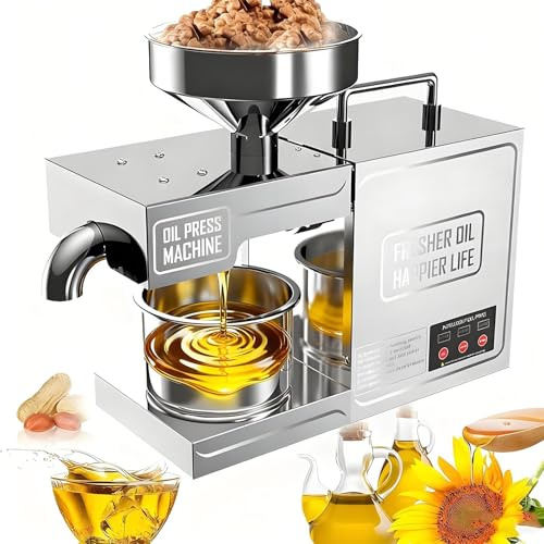 Frantoio A Olio Elettrico | Pressa Olio Elettrico Frantoio Olive 820w | Pressa Per Olio Spremitura Freddo/Caldo Automatica In Acciaio Inox,Alto Rendimento Petrolio| Basso Rumore |3-6 Kg/h