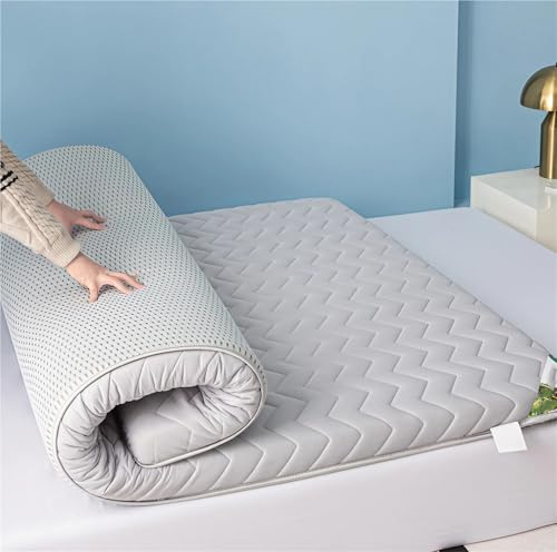 Japansk hopfällbar futonmadrass 8 cm tjock bärbar golvmatta för bäddsoffa camping, barnsäng sovsal (grå 85 x 185 cm) – rullbar och platsbesparande