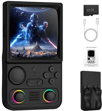R36TMAX Console di gioco portatile retrò, schermo da 4 pollici 720 × 720, console di gioco retrò con oltre 18000 giochi retrò preinstallati, batteria da 4000 mAh, supporta WiFi 5G e modalità 2
