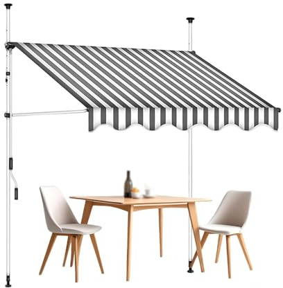 JHIAADEY Tenda Da Sole A Bracci Estensibili,Tenda Da Sole A Morsetto,Tende Da Sole,Resistente Ai Raggi Uv,Ombra E Protezione Dalla Pioggia,Adatto For Ingressi,Balconi(Gray White,1.5M/4.9FT)
