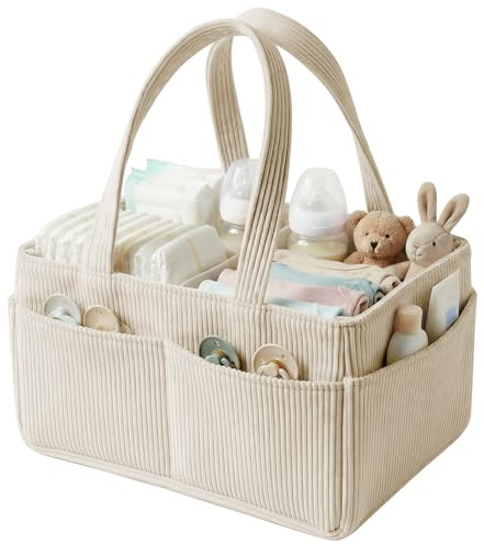 TNTGMG Organizador para Mesa de Cambiar, Cesta de Almacenamiento de Felpa con Asa, Organizador Portátil de Pañales para Mesa de Cambiar, Cesta de Almacenamiento para Utensilios de Cambio, Fiesta para