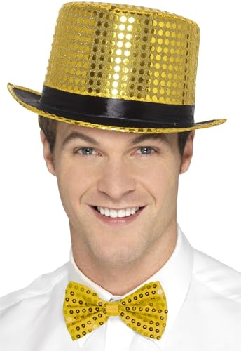 Smiffys Pailletten-Zylinder, Gold, mit elastischem Innenrand Halloween