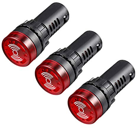 sourcing map 3 Pcs Piloto de luz AC DC 12V Panel Indicador Alarma rojo