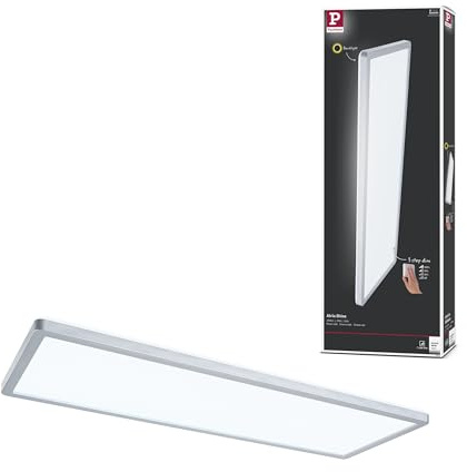 Paulmann 71010 LED Panel Atria Shine 3-Step-Dim eckig, Dimmbar Tageslichtweiß, Lichtpanel Kunststoff 4000 K, Chrom Matt, Incl. 1x22 W, 580 x 200 mm