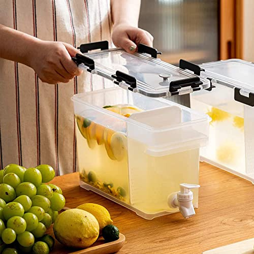 LEMCC Getränkespender aus Kunststoff, 3,5 l, mit Zapfen, Getränkespender mit Filter für Kühlschrank, Limonade, Saft, Behälter, Wasserkrug Spender mit Deckel für Partys und Hochzeiten