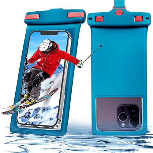 Lucrave wasserdichte Handyhülle Handytaschen, IPX8 Unterwasser Wasserfeste Hülle Bag bis 7 Zoll, Waterproof Phone Case Kompatibel mit iPhone 16 15 14 13 12 11 Pro Max Samsung S22 S23 Blau