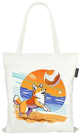 Fmeida Stoffbeutel Bedruckt Stofftasche Damen Jutebeutel Baumwolltasche Canvas Tragetasche Einkaufstasche Lange Henkel Einkaufsbeutel faltbar Einkaufsshopper Tote Bag Aesthetic