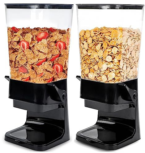 Lekesky Cereal Dispenser Double, 5.5L Cereal Storage Containers Dispenser, No Crushing Food, (Black)
