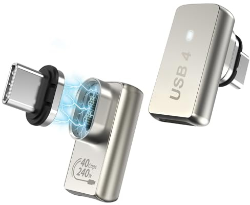 MoKo USB C Magnetisch Adapter 2 Stück, USB C Magnet Adapter mit PD 240W Schnellladung/40Gbps/8K Video/Thunderbolt 3/4 für MacBook/iPhone 15 Series/ROG Ally/Steam Deck/Legion Go/PS5 PSVR2, Flach