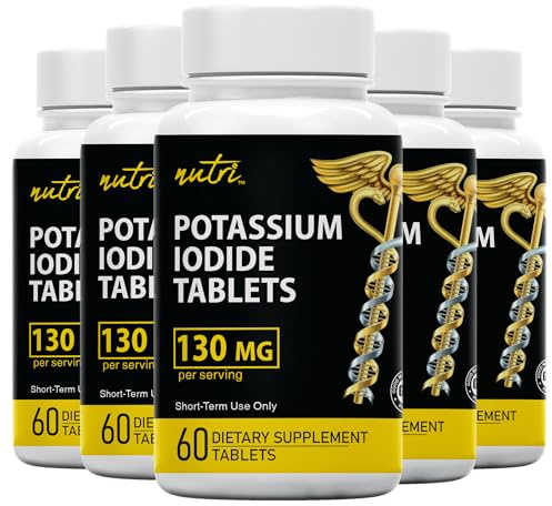 Nature's Fusions Potassium Iodide Tablets, Pack of 5-130mg - 300 Tablets EXP 10/2032 - YODO Naciente - KI Pills - Yoduro de Potasio