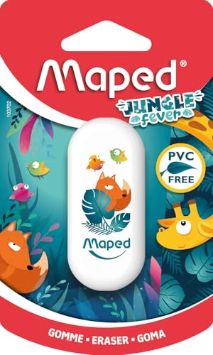 Maped Jungle Fever radergummi - effektiv radering, djungeldesign - perfekt för barn, Maped