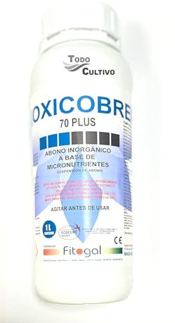 Oxicloruro de cobre 70% en 1 litro. Cobre liquido de color azul para tratamientos foliares de olivo, hortalizas... tomates, pepinos