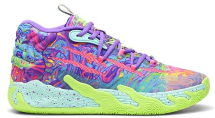 Puma Mb.03 Toxic 37891601 - Scarpe da basket da uomo, con lacci, colore: Viola, Viola/Giallo/Rosa, 11