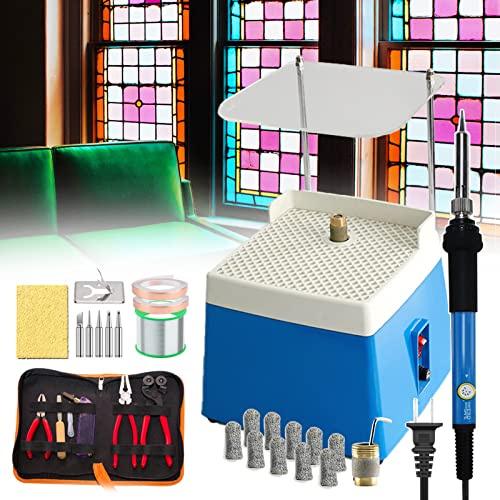 Starter kit professionale per vetro colorato – smerigliatrice, strumento tagliavetro, kit saldatore, nastro in lamina di rame, filo di saldatura e manicotto per dita