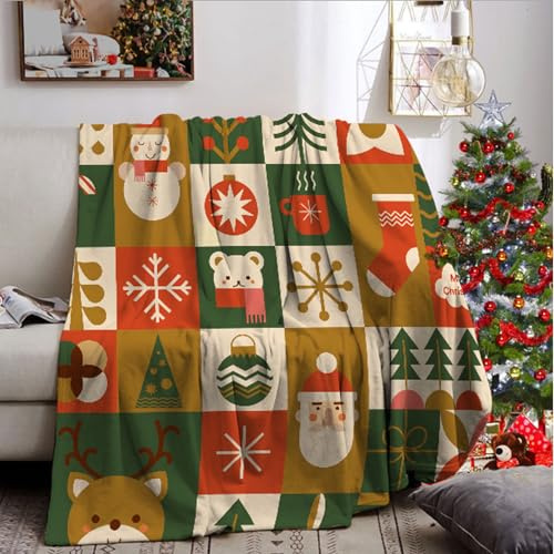 UGZDEA Mantas Navidad 150x200cm, Manta de Navidad para el sofá, Mant de Forro Polar Suave y cálido de Invierno para Adultos y niños (150x200cm, F)