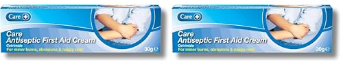 Care Antiseptic First Aid Cream, for Minor Burns, Abrasions and Nappy Rash, Suitable for All, Contains Cetrimide 0.5%, 30g Cream (Pack of 2)