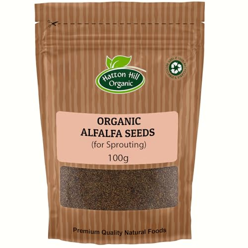 Organic Alfalfa Seeds for Sprouting 100g by Hatton Hill Organic