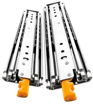Générique 1 Paires Glissière Tiroir Charge Lourde avec Serrure 250mm-1600mm Glissière Télescopique Extension Complète Glissières pour Tiroirs Industriels(1625.6mm/64in)