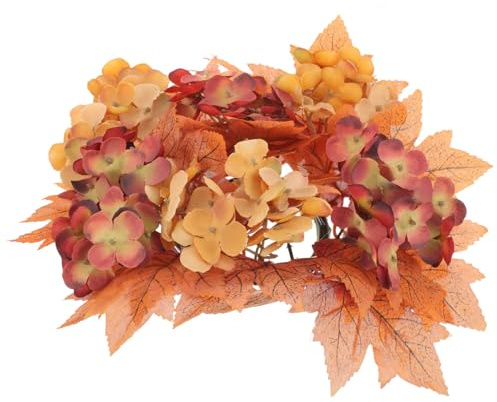 SEWACC Candelabro De Flores Artificiales Anillo De Vela De Decoración De Otoño Para De Mesa Exhibición De Flores Simuladas Para Salas De Estar