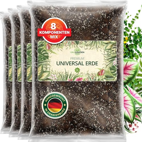 ORAGARDEN Universalerde für Zimmerpflanzen und Garten - 12L Universal Substrat für Pflanzen, Palmen, Blumen, Grünpflanzen - 8 Komponenten Kübelpflanzenerde