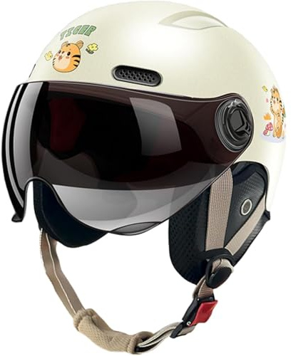 Carino Casco Da Motociclista, Casco Da Scooter Aperto Per Bambini Omologato ECE, Caschi Da Strada Per Moto Da Cross, Go-Kart, ATV, Per Ragazzi E Ragazze E2,49-55cm