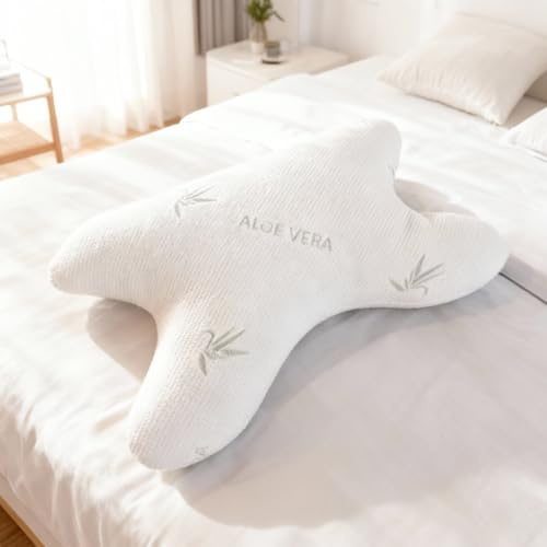 BCS Home&Sleep Anti Falten Kissen, Antifalten Schmetterlingskissen | für Frauen und Männer, Beauty Pillow Anti Aging Kissen gegen Schlaffalten, Beauty Kopfkissen mit Aloe Vera Bezug
