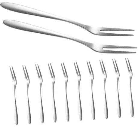 MUCKLILY 12 Stück Fruchtgabel Salatgabeln Obstgabeln Abendessen Gabeln Kuchengabeln Spiegelpolierte Gabeln Schnecken Utensilien Dessertgabeln Aus Edelstahl Partygabeln Silber Edelstahl 304